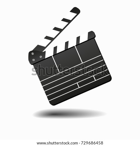 Movie clapperboard or film clapper isolated on white vector illustration. Clapperboard for video clip, board clap for production film Vector illustration