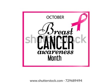 Breast Cancer Awareness Calligraphy Poster Design. Stroke Pink Ribbon. October is Cancer Awareness Month, Pink Ribbon. vector 
