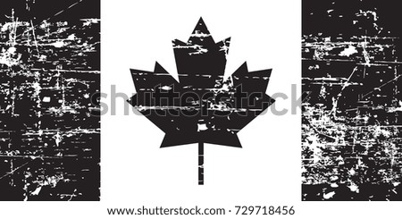 Canada grunge old flag, black isolated on white background, vector illustration.