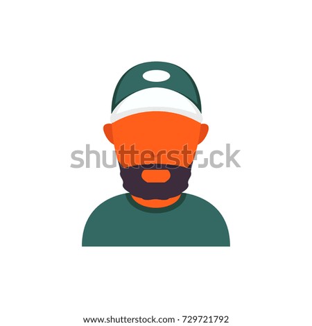 Orange or black skin avatar with beard and baseball cap