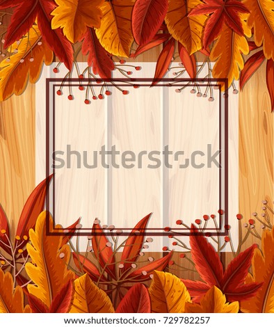 Border template with orange leaves and flowers illustration