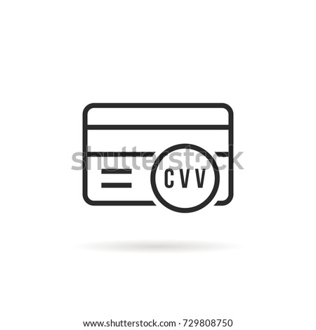 black thin line credit card with cvv code. flat contour style trend modern logotype graphic art simple design isolated on white. concept of internet banking symbol or digital financial label Royalty-Free Stock Photo #729808750