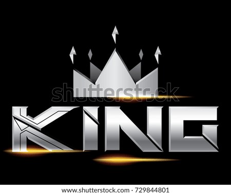 King typography with crown emblem design vector.