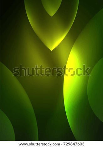 Glowing modern geometric shapes in dark space. Vector digital abstract background