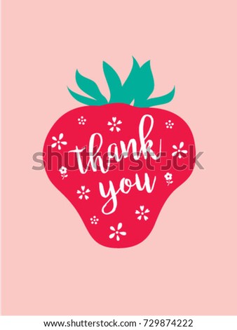 thank you card with strawberry graphic