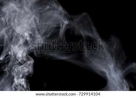 Water mist from vapor isolated over black background