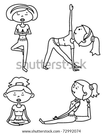 Young woman practicing yoga (outline version)