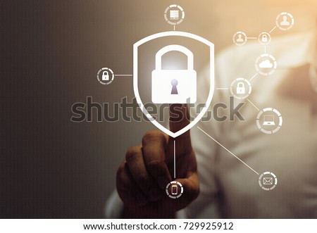 Internet security online business concept pointing security services