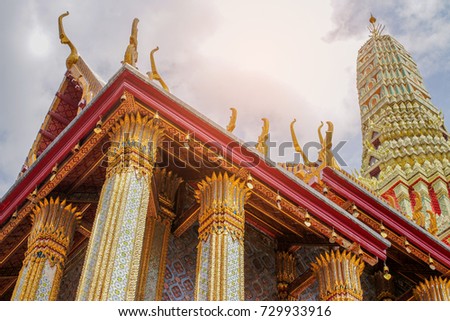 Beautiful Grand Palace Wat Emerald Buddha Temple Phra Kaew Bangkok Thailand 
