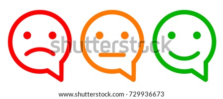 Three colored smilies, set smiley emotion, by smilies, cartoon emoticons - stock vector Royalty-Free Stock Photo #729936673