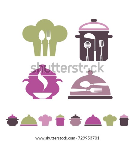 Symbols of cooking, cookery, restaurant and kitchen