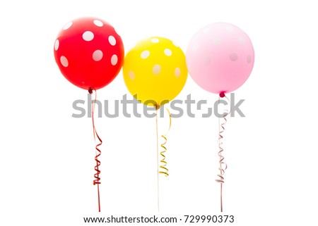 flying colorful balloons isolated on white background