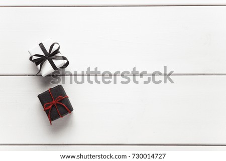 Small gift boxes on white background.
