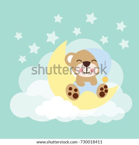 baby bear sleeping on the moon
