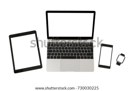 Ultimate web design, laptop, smartphone, tablet, computer, display. Mockup for different sized screens