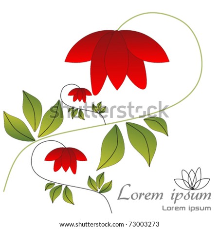 beautiful red flower with green leafs