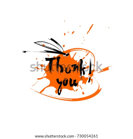 Thank You, Happy Thanksgiving Day Autumn Traditional Holiday Greeting Card Logo Flat Vector Illustration
