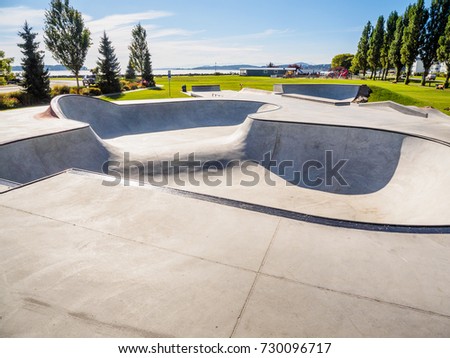 Skateboarding park at the ocean shore