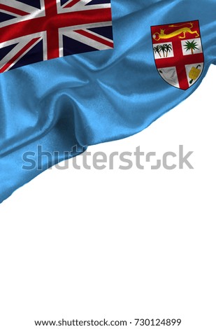 Grunge colorful flag Fiji with copyspace for your text or images,isolated on white background. Close up, fluttering downwind.