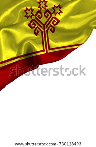 Grunge colorful flag Chuvashia with copyspace for your text or images,isolated on white background. Close up, fluttering downwind.