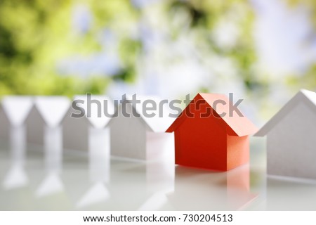 Choosing the right real estate property, house or new home in a housing development or community Royalty-Free Stock Photo #730204513