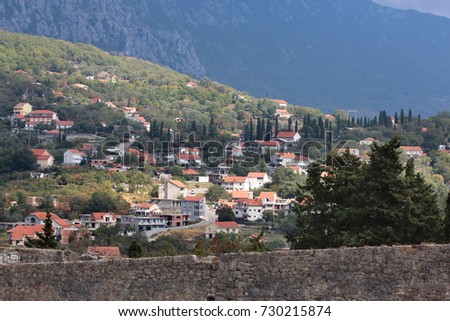 Panoramic shot of a small town in Montenegro