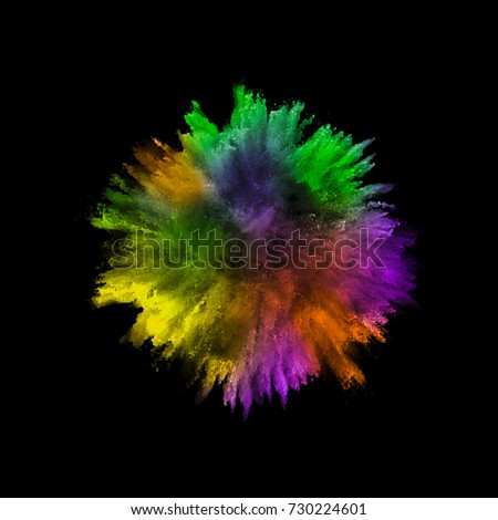 A colored explosion of powder. Flying in different directions powder for design and decoration. Vector illustration