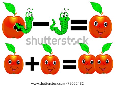 illustration merry mathematics apple plus minus caterpillar