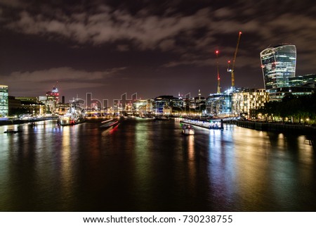 A long exposure of London, taken from tower bridge.