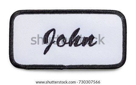 Fabric Name Patch Isolated on a White Background. Royalty-Free Stock Photo #730307566