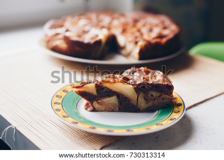 chocolate-apple cake  Royalty-Free Stock Photo #730313314