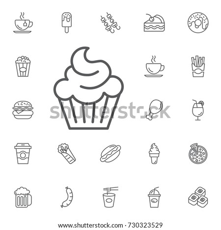 cup cake icon on the white background. Simple Set of FAST FOOD Vector Line Icons. Royalty-Free Stock Photo #730323529