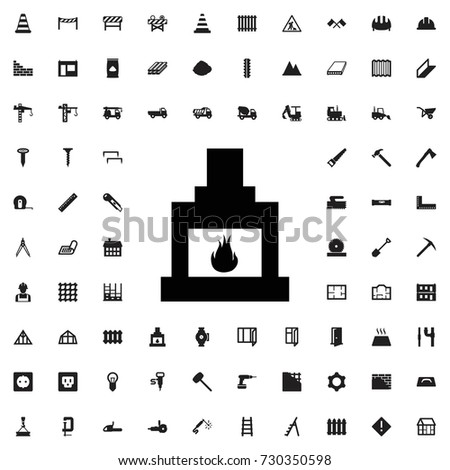 Fireplace icon. set of filled construction icons.