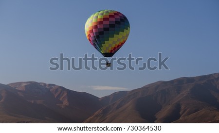 Hot-air balloons flying over the Kazakhstan mountains, Almaty city