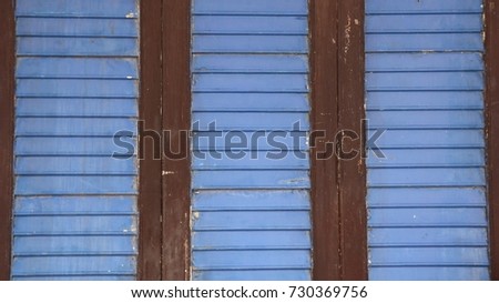 Old blue wooden door and window