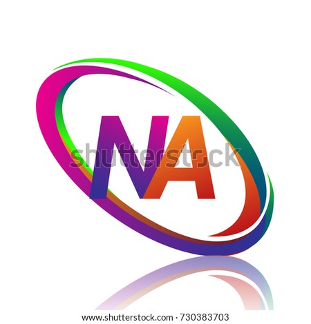 letter NA logotype design for company name colorful swoosh. vector logo for business and company identity.
