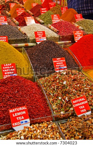 Spice Market Stalls with variety of Spice