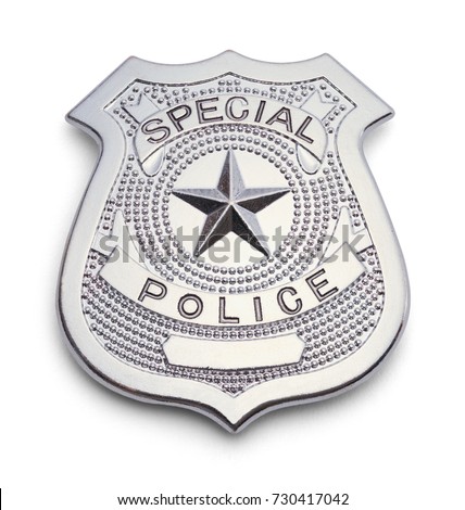 Silver Police Badge Isolated on a White Background.