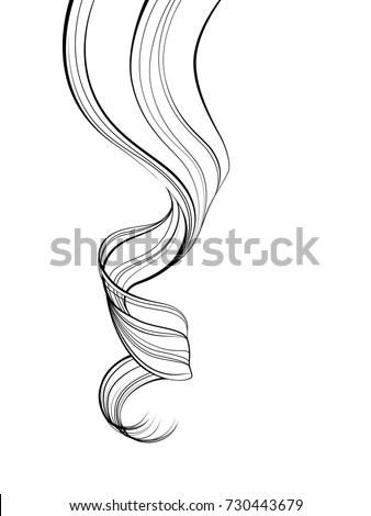 Sketch graphic women's beautiful curly hair. Vector template. Hair isolated over white background Royalty-Free Stock Photo #730443679