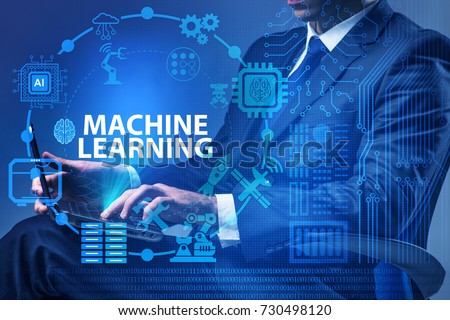 Machine learning concept with man Royalty-Free Stock Photo #730498120