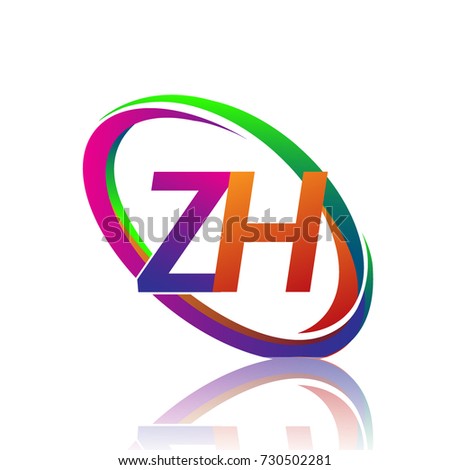 letter ZH logotype design for company name colorful swoosh. vector logo for business and company identity.