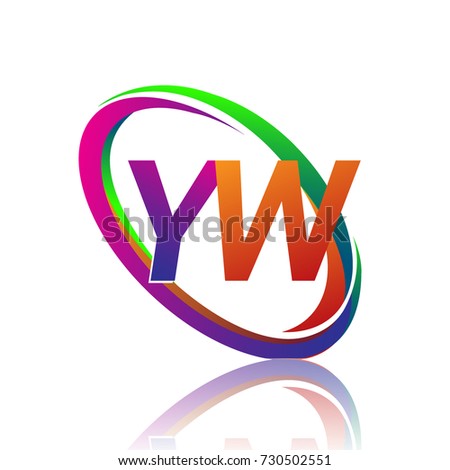 letter YW logotype design for company name colorful swoosh. vector logo for business and company identity.
