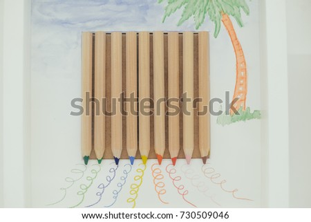 Closeup picture of vibrant color sharpen graphic pencils, palette group on white background. Craft variation educational supplies and artistic leisure activity