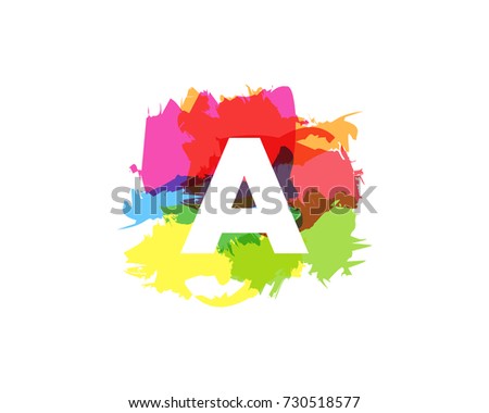 Letter A Colorful Paint Stroke Icon Logo Design Element