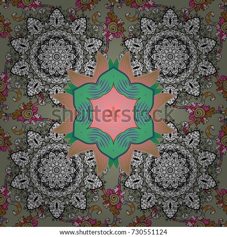 Of doodle elements. Seamless flower pattern can be used for wallpaper, website background, wrapping paper, invitation, flyer, banner or website. Hand drawn Vector illustration.