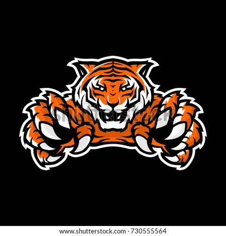 orange tiger sport gaming logo vector illustration template