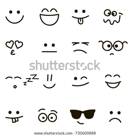 Set of emotional hand drawn faces Royalty-Free Stock Photo #730600888