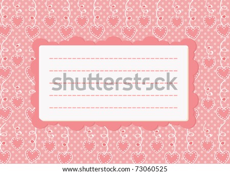 cute baby girl rose vector background with hearts and frame