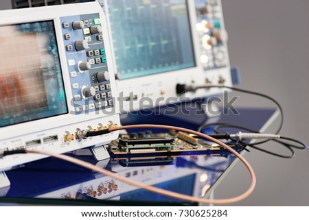 Modern digital measuring instruments. Multimetric equipment. Abstract industrial background. Royalty-Free Stock Photo #730625284
