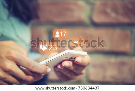 Social media,social network concept with smart phone Royalty-Free Stock Photo #730634437